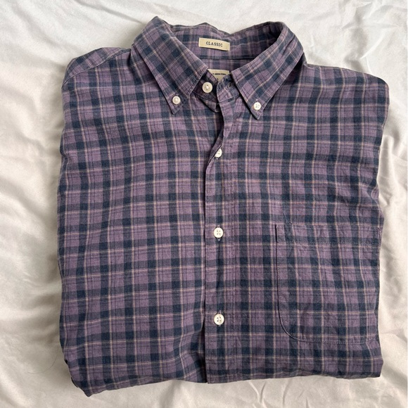 J. Crew Lightweight Cotton Mens Button Down - Medium - Purple and Gray - Picture 1 of 7